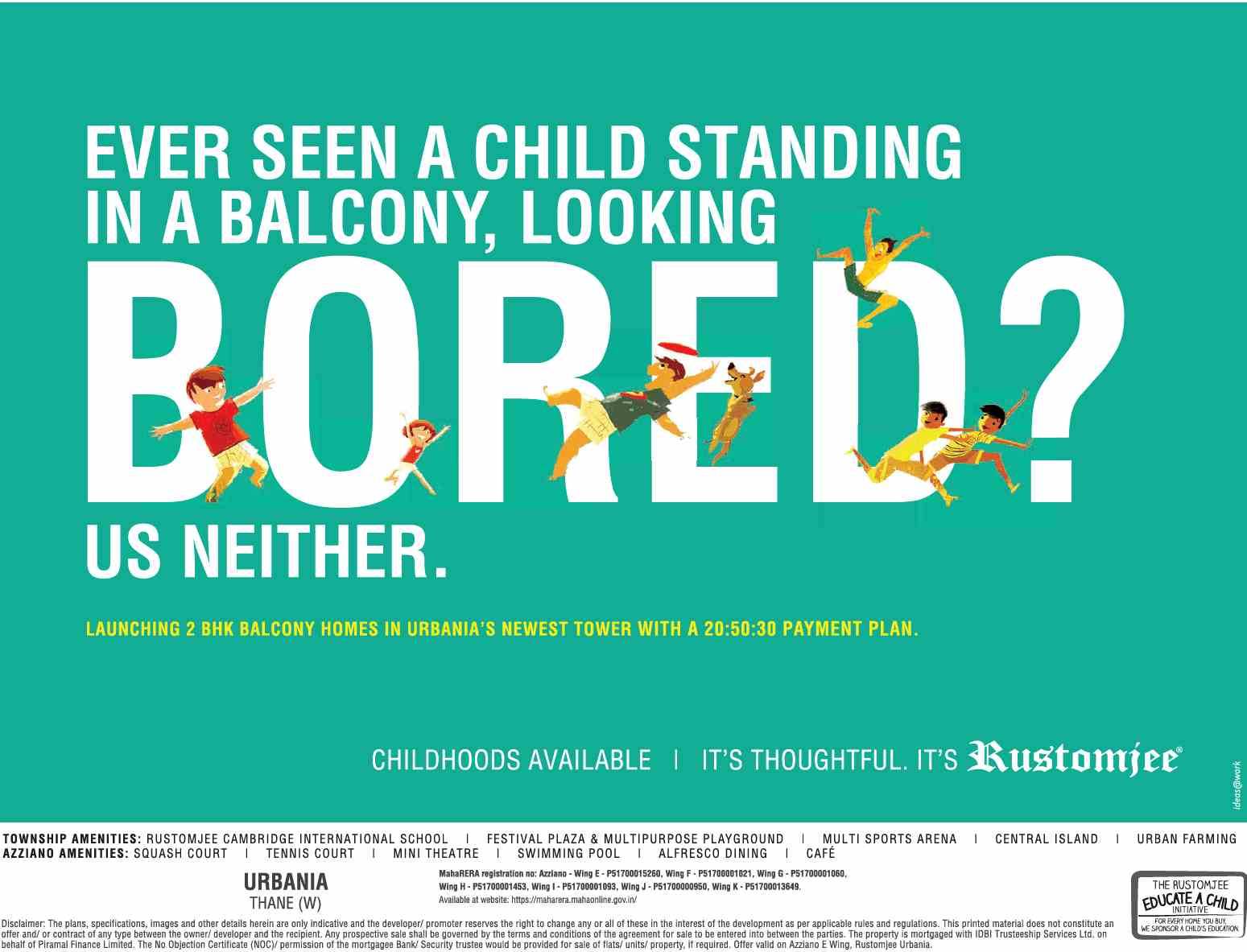 Launching 2 BHK balcony homes with 20:50:30 payment plan at Rustomjee Urbania in Mumbai Update